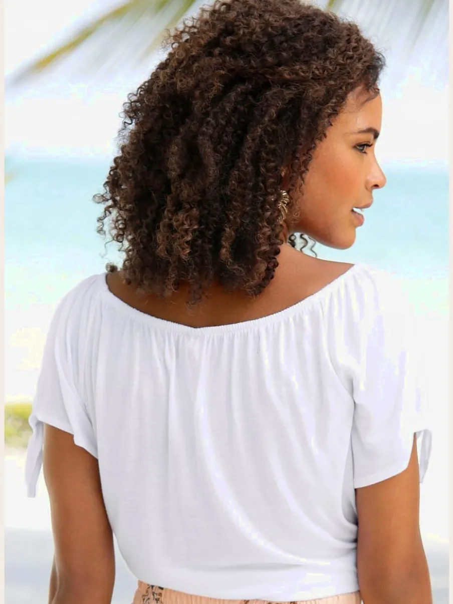 T-shirts encolure arrondie avec liens nouables aux manches