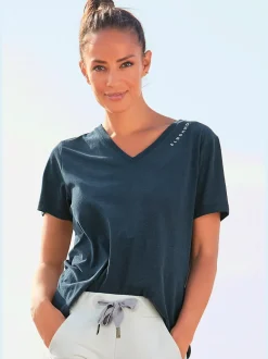 T-shirts à encolure en V manches courtes en jersey