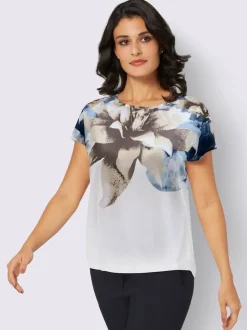 T-shirts à encolure ronde avec imprimé floral léger