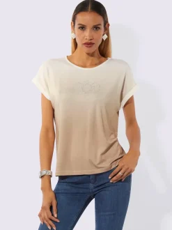 T-shirts à encolure ronde avec motifs et détails brillants