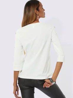 T-shirts à encolure ronde avec motifs imprimés et détails brillants