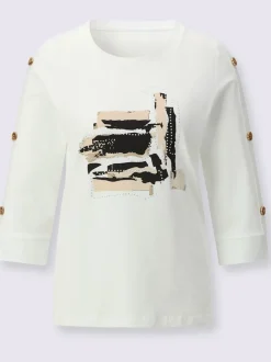 T-shirts à encolure ronde avec motifs imprimés et détails brillants
