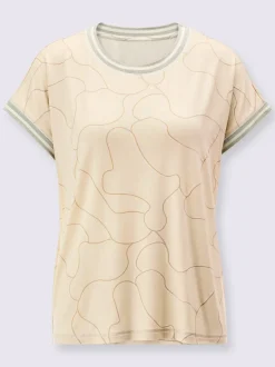 T-shirts à encolure ronde avec rayures et finitions brillantes