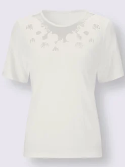 T-shirts à encolure ronde à empiècements floraux doux