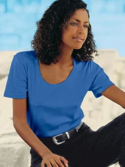 T-shirts à encolure ronde en pur coton basiques intemporels