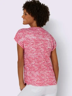 T-shirts à encolure ronde à rayures avec mancherons décontractés