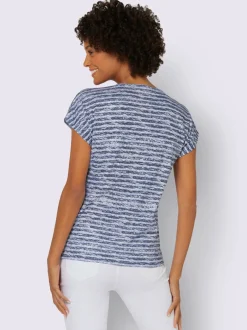 T-shirts à encolure ronde à rayures avec mancherons décontractés