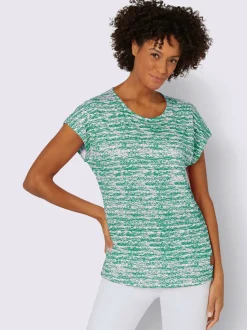 T-shirts à encolure ronde à rayures avec mancherons décontractés