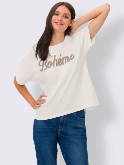 T-shirts en coton avec broderie Bohème et manches courtes
