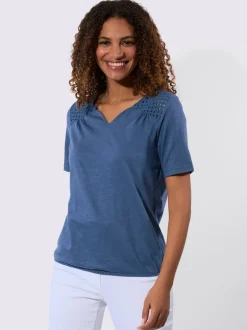 T-shirts en dentelle avec encolure en cœur et fronces