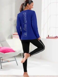 T-shirts en jersey fin avec manches longues imprimés brillants