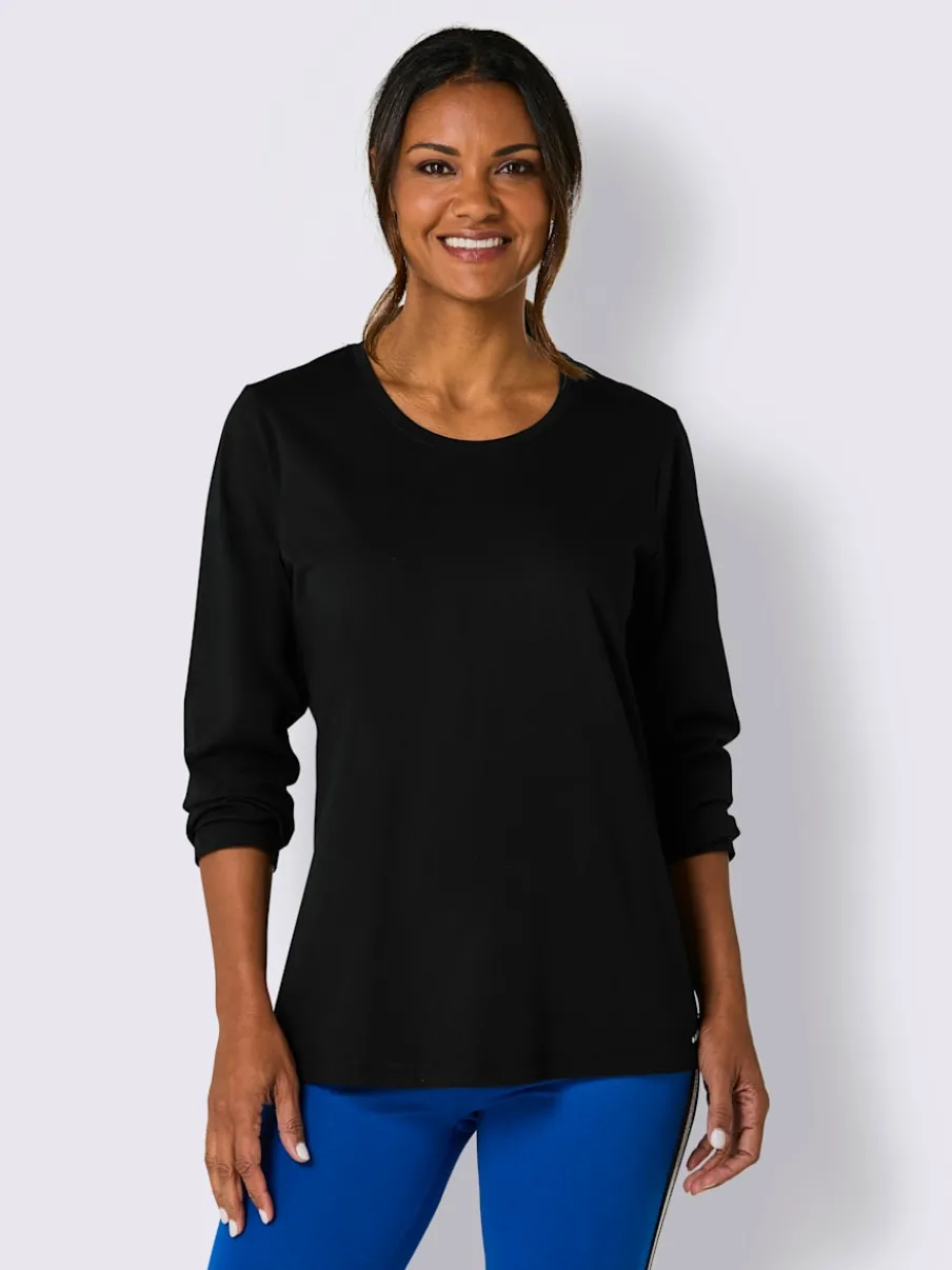 T-shirts en jersey fin avec manches longues imprimés brillants