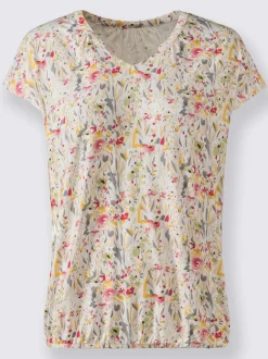 T-shirts fleuris en viscose douce avec encolure ronde