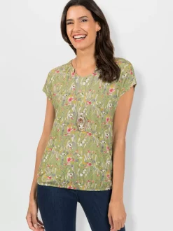 T-shirts fleuris en viscose douce avec encolure ronde