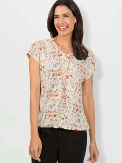 T-shirts fleuris en viscose douce avec encolure ronde