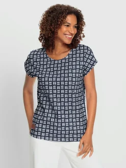 T-shirts imprimés mancherons décontractés en pur coton