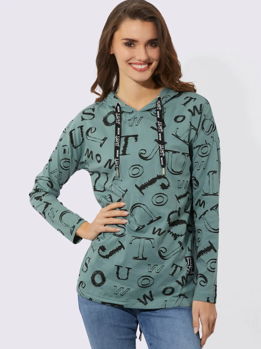 T-shirts longs à capuche avec imprimé lettrage dynamique
