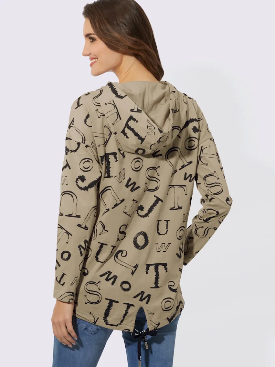 T-shirts longs à capuche avec imprimé lettrage dynamique