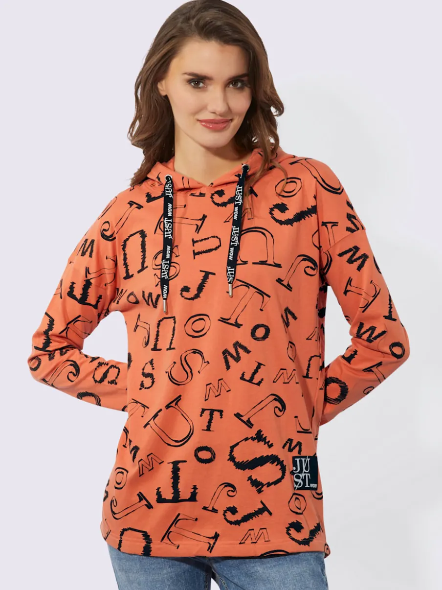 T-shirts longs à capuche avec imprimé lettrage dynamique