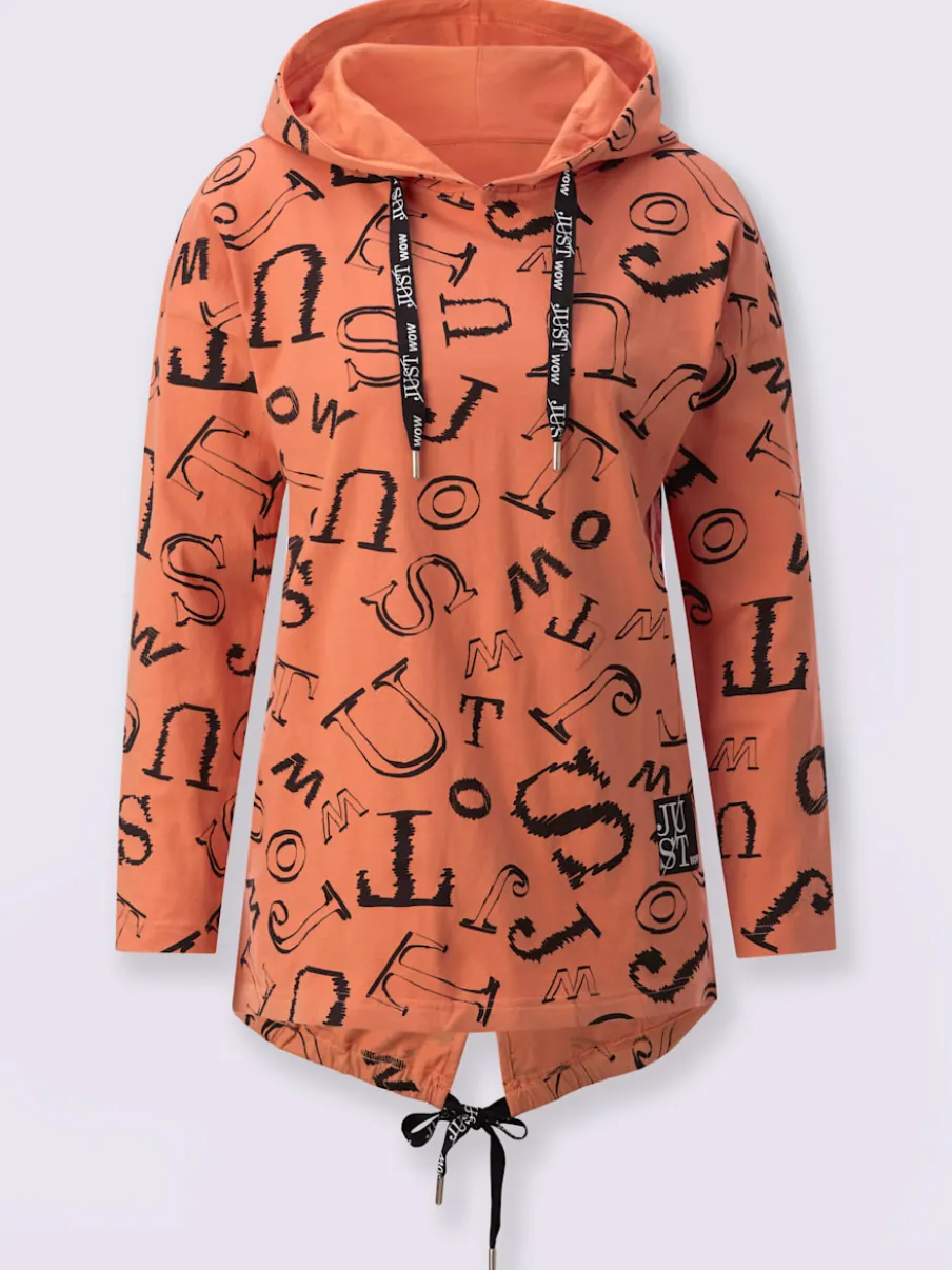T-shirts longs à capuche avec imprimé lettrage dynamique