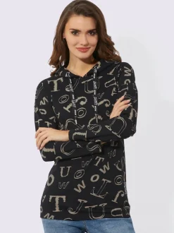 T-shirts longs à capuche avec imprimé lettrage dynamique