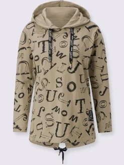 T-shirts longs à capuche avec imprimé lettrage dynamique