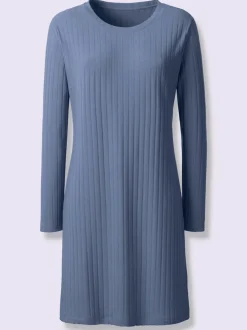 T-shirts longs à col rond manches longues côtelés