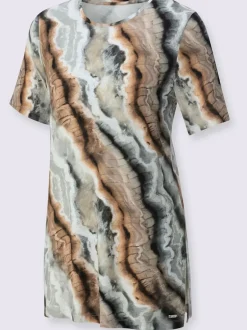 T-shirts longs à imprimé marbré avec fentes latérales