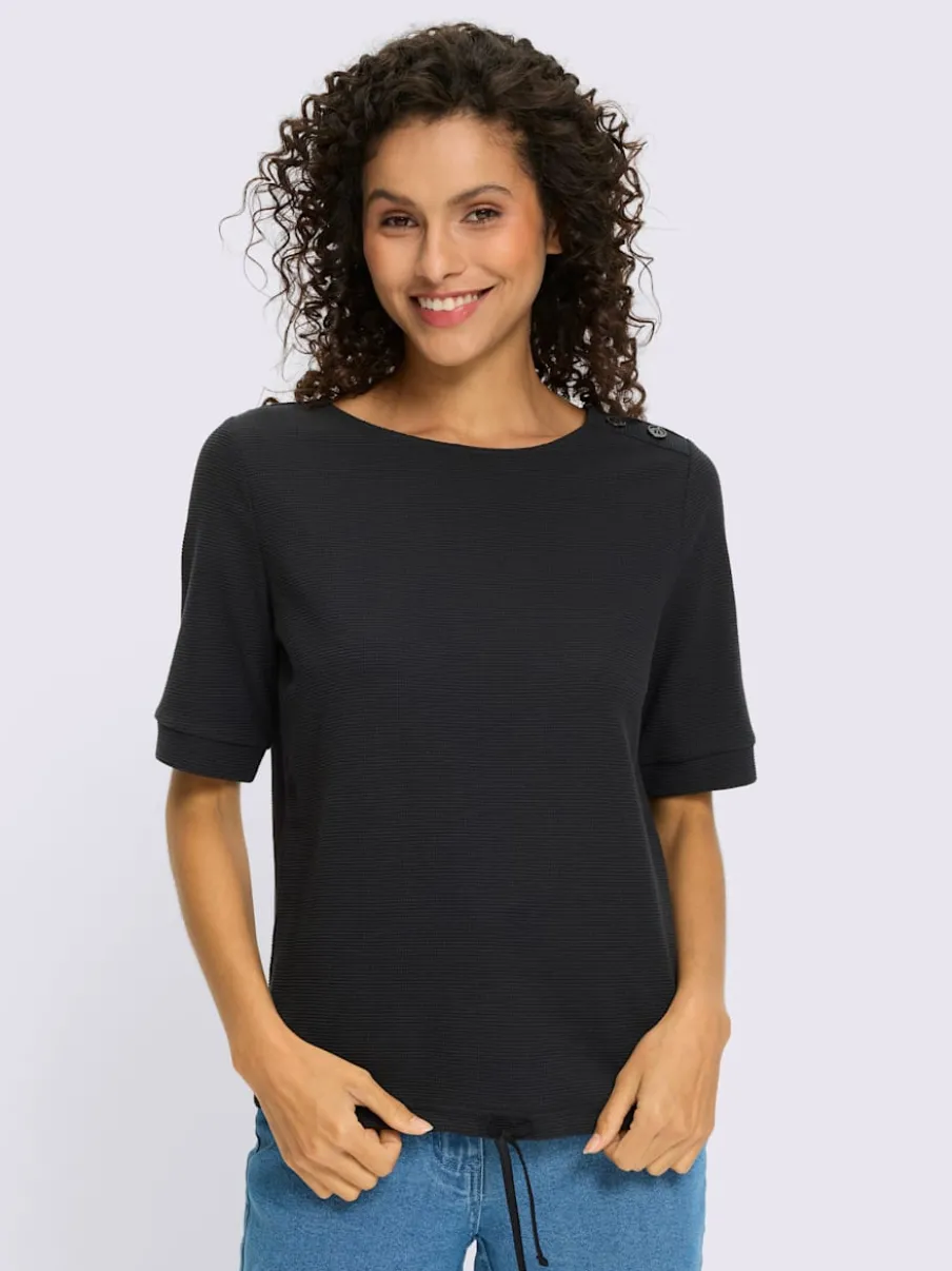 T-shirts manches courtes avec encolure ronde et bouton