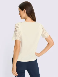 T-shirts à manches courtes avec dentelle et encolure ronde
