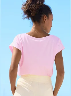 T-shirts à manches courtes avec logo brillant encolure ronde