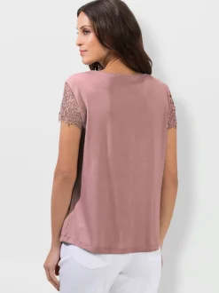 T-shirts à manches courtes en broderie anglaise délicate