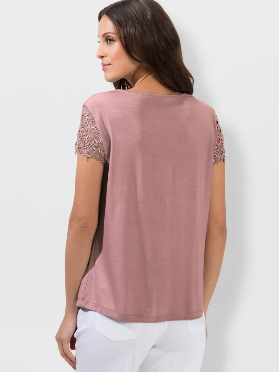 T-shirts à manches courtes en broderie anglaise délicate