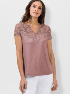 T-shirts à manches courtes en broderie anglaise délicate
