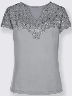 T-shirts à manches courtes en broderie anglaise délicate