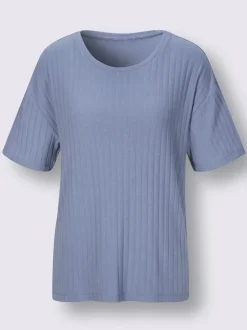 T-shirts manches courtes encolure ronde coton mélangé côtelé