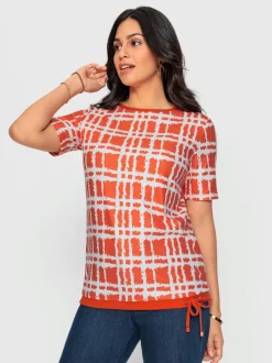 T-shirts à manches courtes encolure bateau avec motif graphique