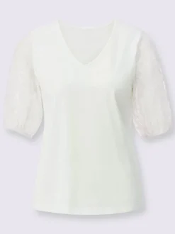 T-shirts à manches courtes en modal avec manches en dentelle