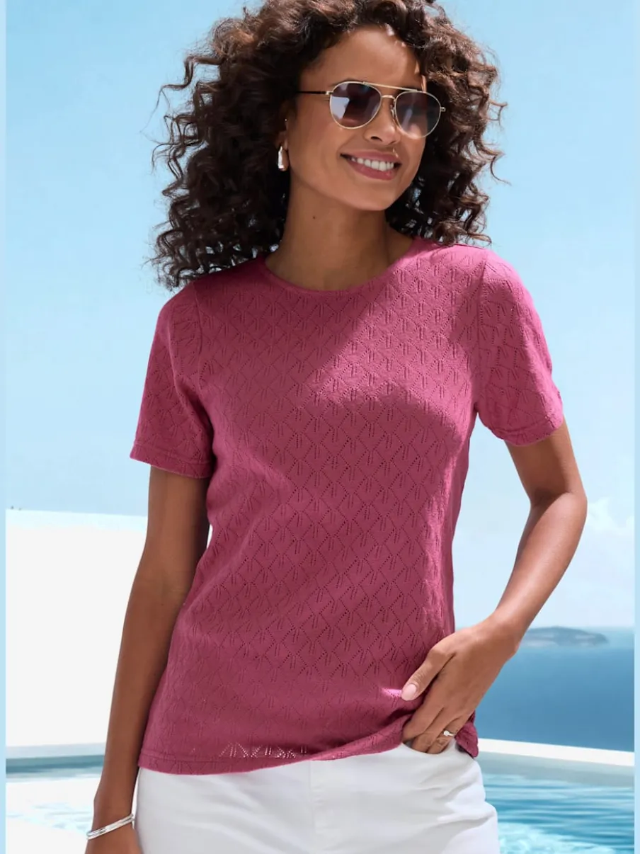 T-shirts à manches courtes en tricot fin ajouré