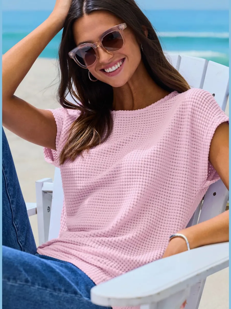 T-shirts à manches courtes en tricot gaufré léger