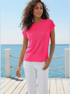 T-shirts à manches courtes en tricot gaufré léger