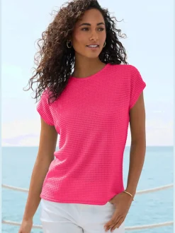 T-shirts à manches courtes en tricot gaufré léger