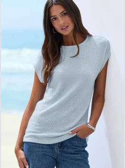 T-shirts à manches courtes en tricot gaufré léger