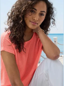 T-shirts à manches courtes en tricot gaufré léger