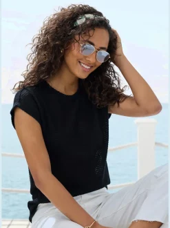 T-shirts à manches courtes en tricot gaufré léger