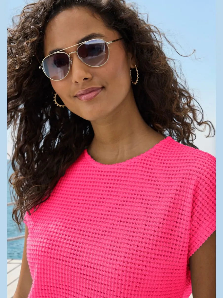 T-shirts à manches courtes en tricot gaufré léger