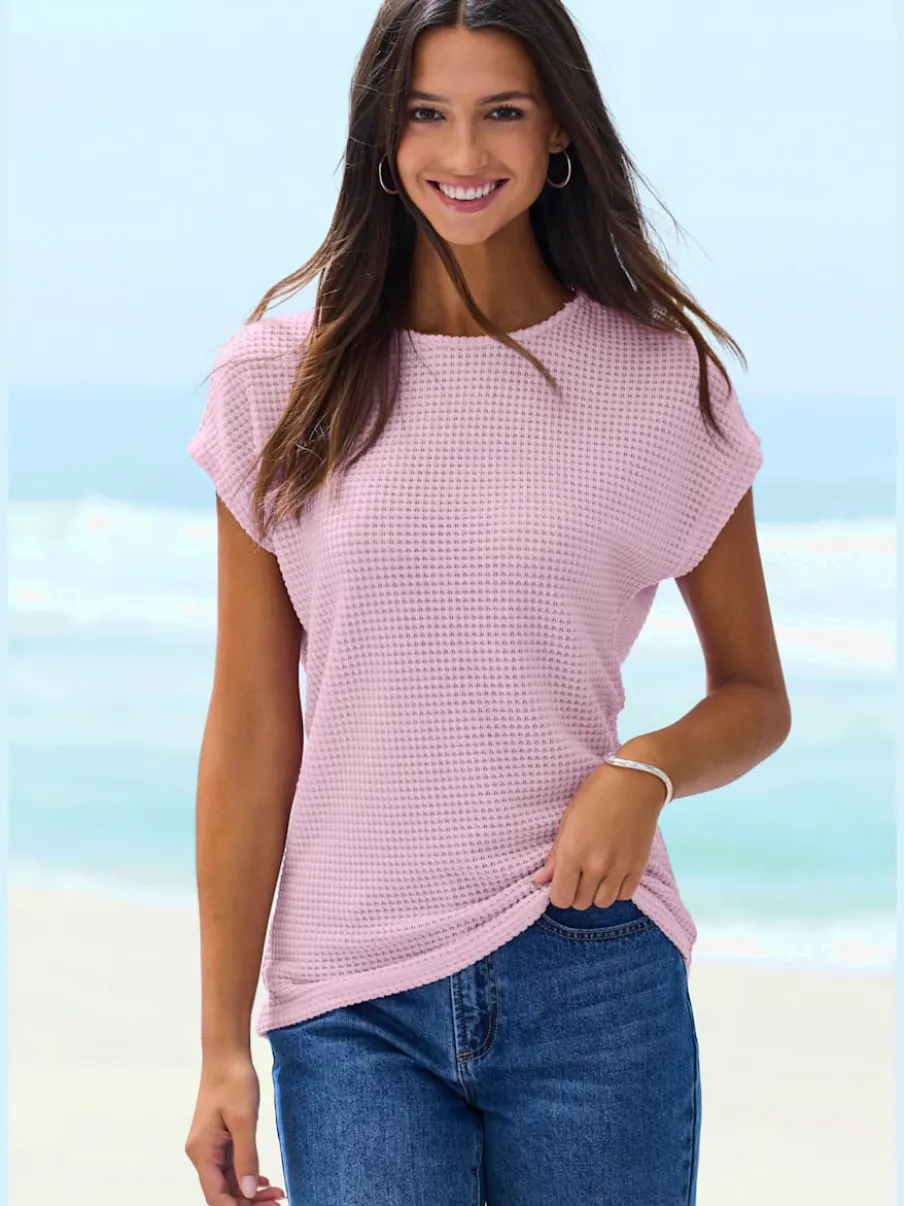 T-shirts à manches courtes en tricot gaufré léger