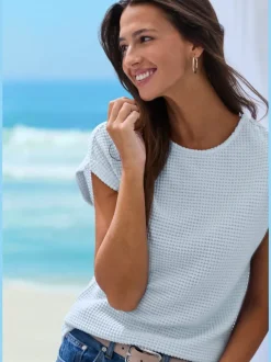 T-shirts à manches courtes en tricot gaufré léger
