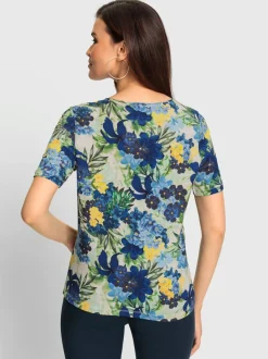 T-shirts à manches courtes fleuris en viscose extensible