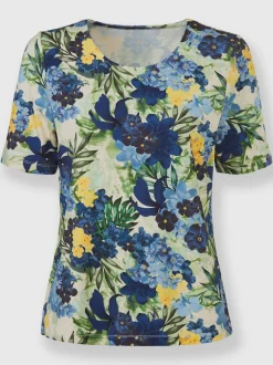 T-shirts à manches courtes fleuris en viscose extensible